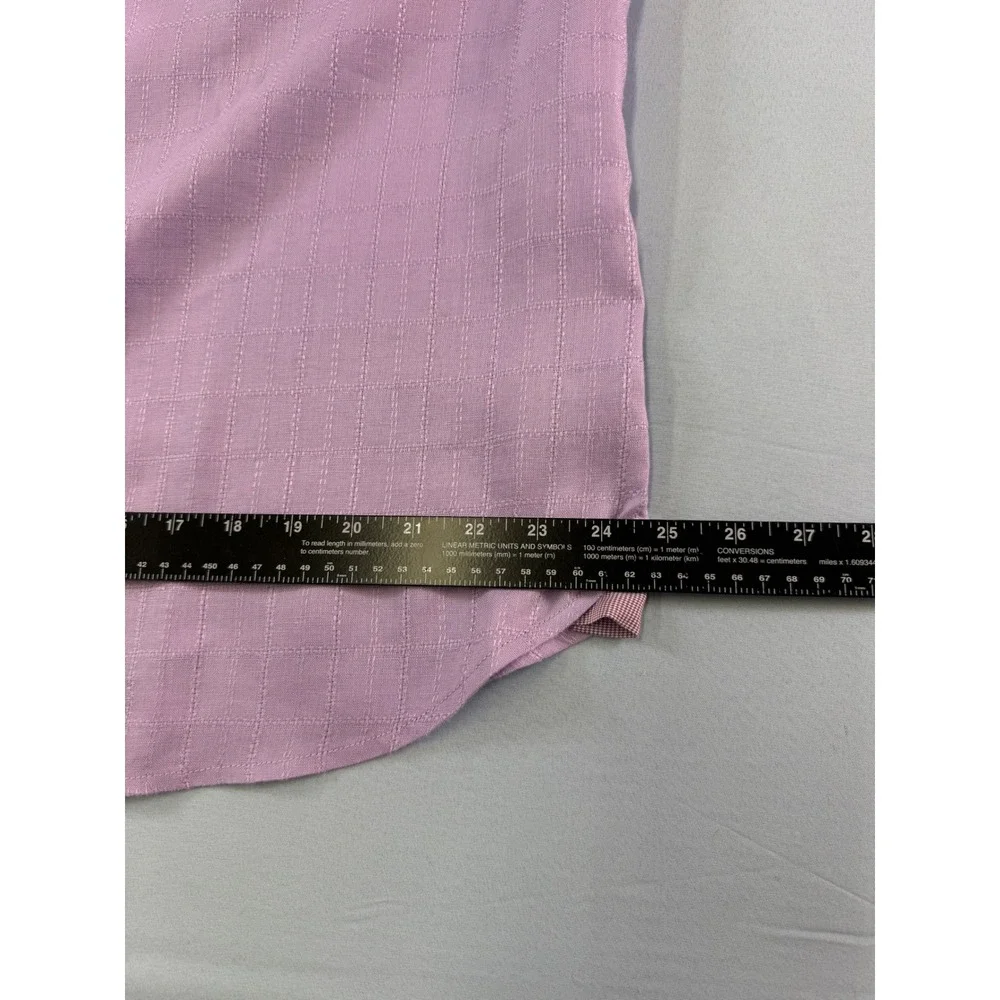 Tommy Bahama Mens Purple 100% Linen Grid‎ Button Up Shirt Large Long Sleeve